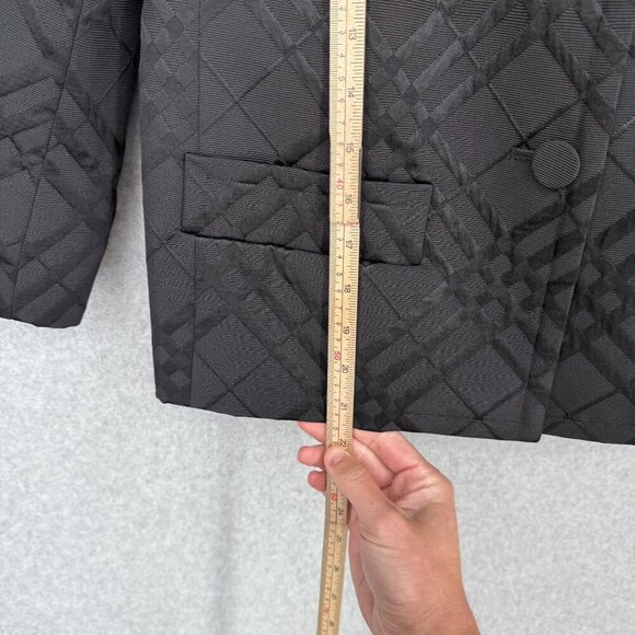 Talbots Textured Blazer Jacket Size 6 Petite Black Windowpane Crop Classic EUC - Picture 10 of 12